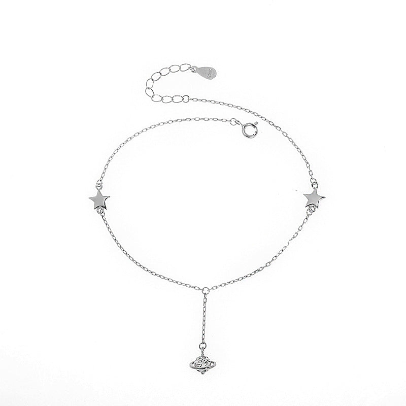Forest Rose White Gold and Silver Anklet