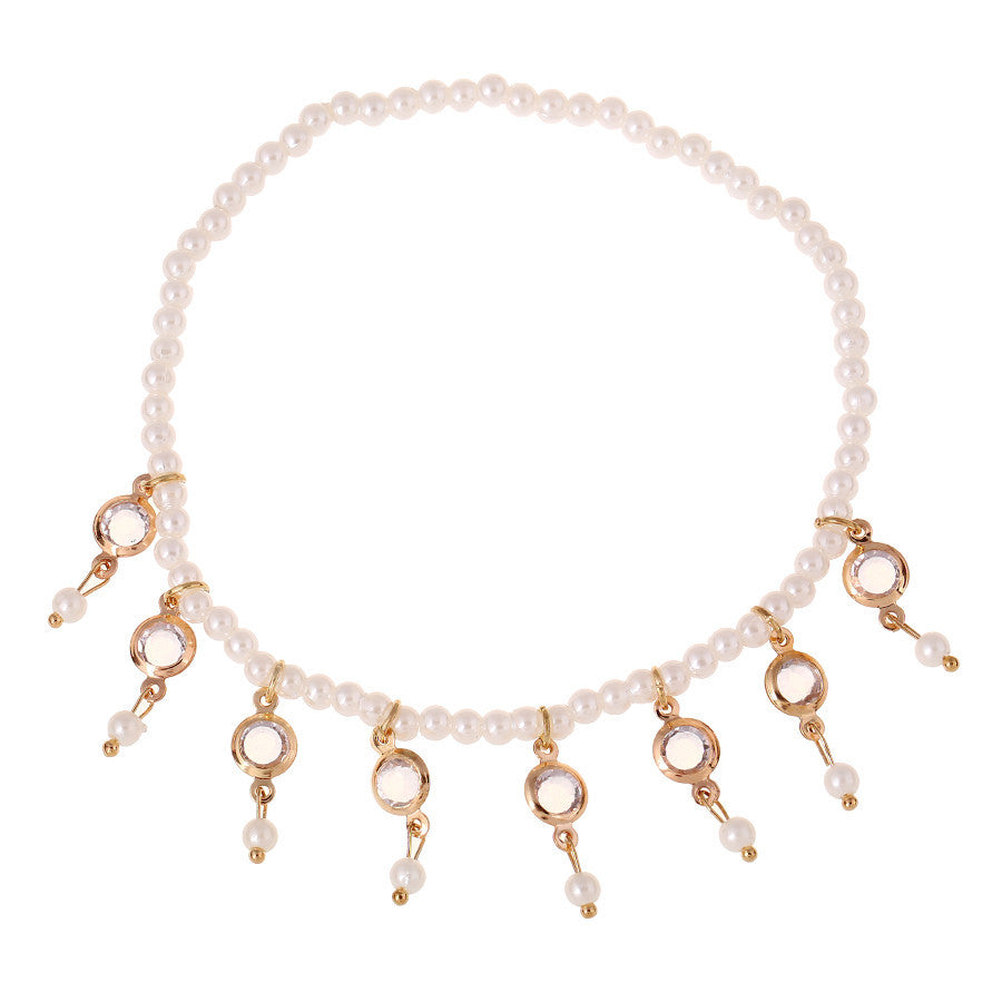 Atlantis Dream Pearl Crystal Tassel Elastic Anklet