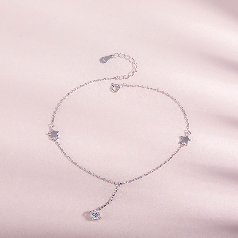 Forest Rose White Gold and Silver Anklet