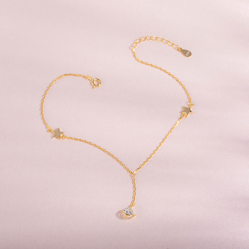 Forest Rose White Gold and Silver Anklet