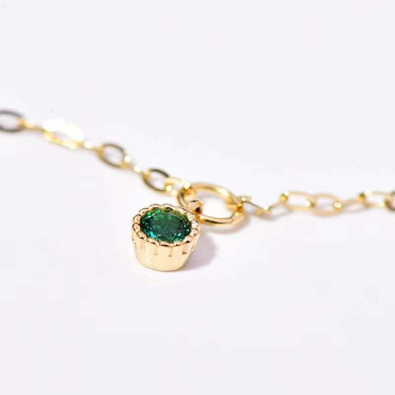 Moroccan Emerald 925 14K Gold Anklet