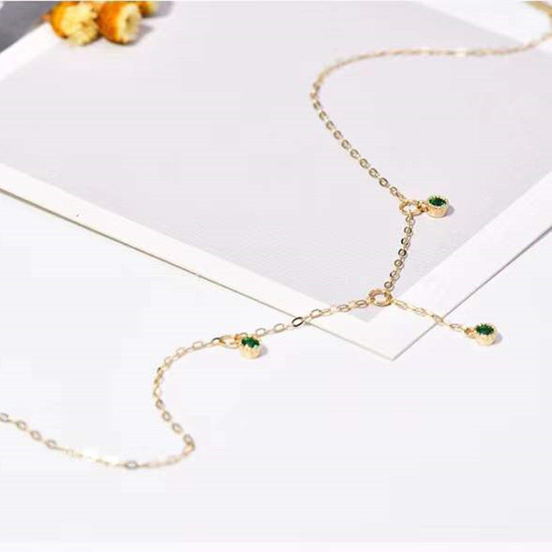 Moroccan Emerald 925 14K Gold Anklet