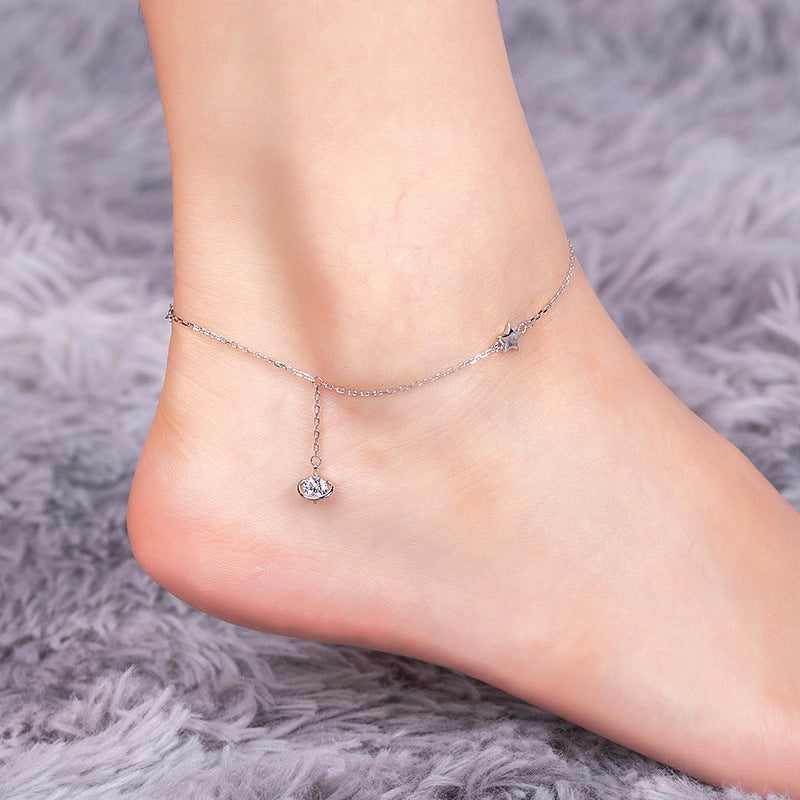 Forest Rose White Gold and Silver Anklet